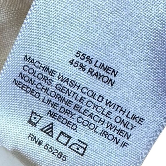 Express Cream Open Back Linen Blend Blouse Women's Top Size Large | 40-23-3 - Picture 4 of 6